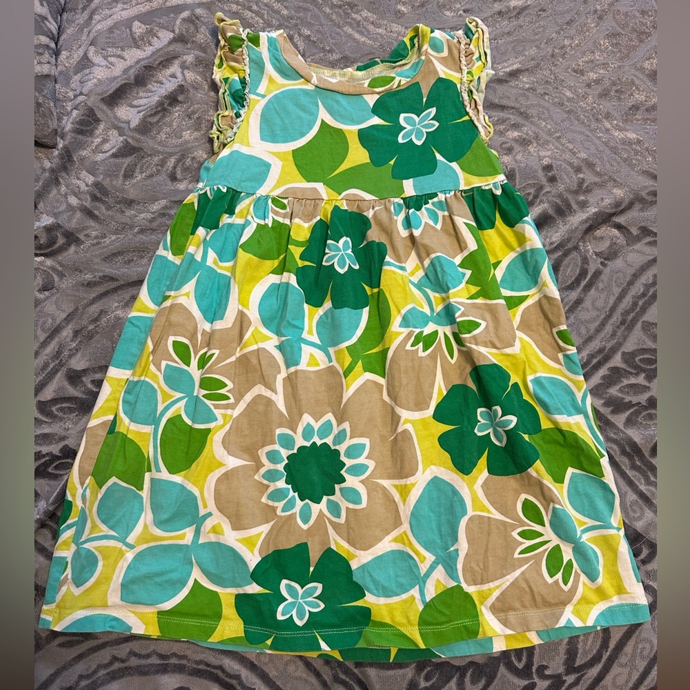 Floral Green and Blue Kids Dress